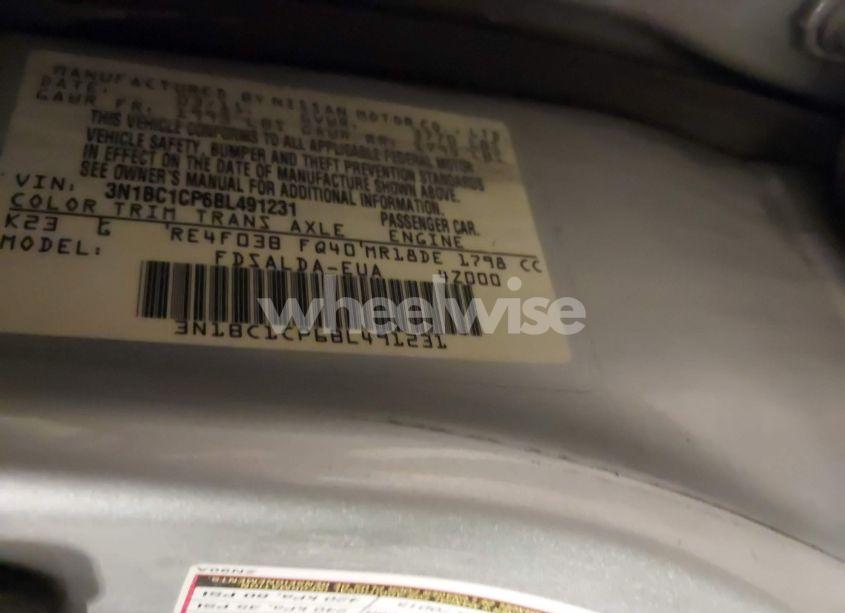 Photo 9 of 2011 Nissan Versa 1.8S (VIN 3N1BC1CP6BL491231)