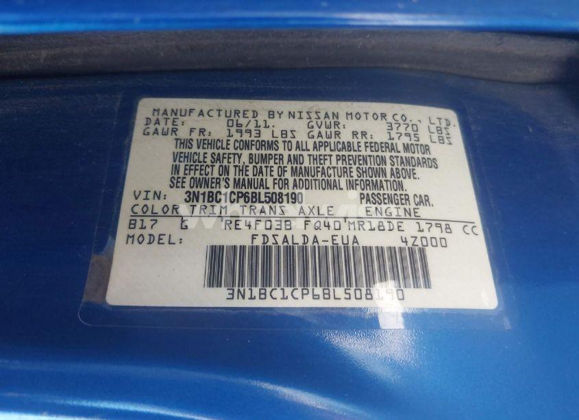 Photo 9 of 2011 Nissan Versa 1.8S (VIN 3N1BC1CP6BL508190)