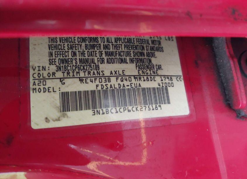 Photo 9 of 2012 Nissan Versa S (VIN 3N1BC1CP6CK275189)