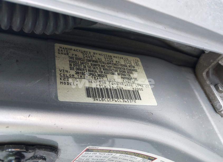 Photo 9 of 2012 Nissan Versa 1.8 S (VIN 3N1BC1CP6CL365372)