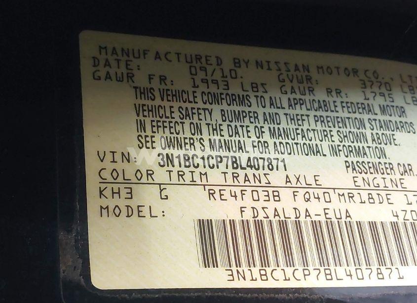 Photo 9 of 2011 Nissan Versa 1.8S (VIN 3N1BC1CP7BL407871)