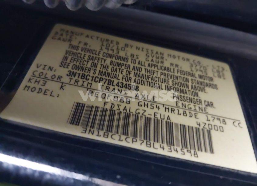 Photo 9 of 2011 Nissan Versa 1.8SL (VIN 3N1BC1CP7BL434598)