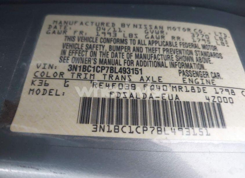 Photo 9 of 2011 Nissan Versa 1.8S (VIN 3N1BC1CP7BL493151)