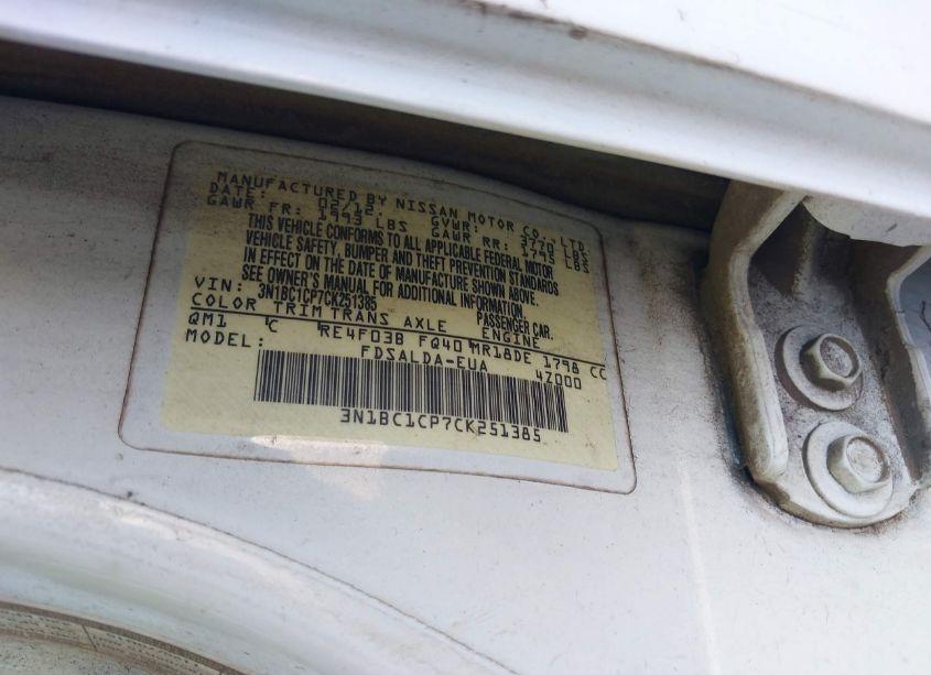 Photo 9 of 2012 Nissan Versa 1.8 S (VIN 3N1BC1CP7CK251385)