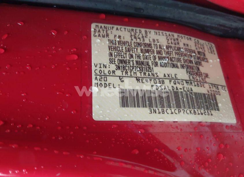 Photo 9 of 2012 Nissan Versa 1.8 S (VIN 3N1BC1CP7CK816251)