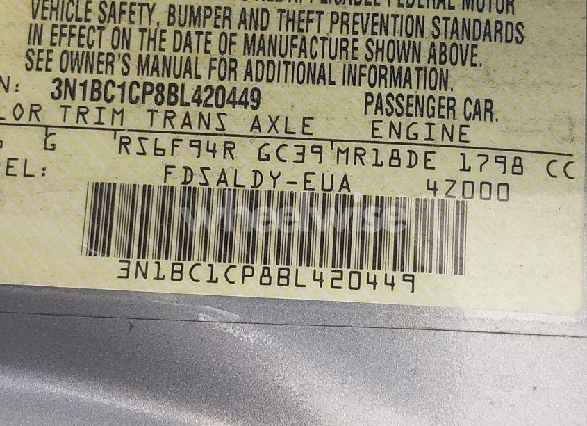 Photo 9 of 2011 Nissan Versa 1.8S (VIN 3N1BC1CP8BL420449)