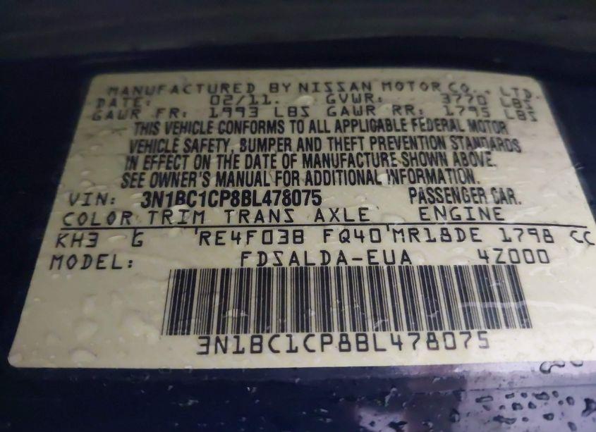 Photo 9 of 2011 Nissan Versa 1.8S (VIN 3N1BC1CP8BL478075)