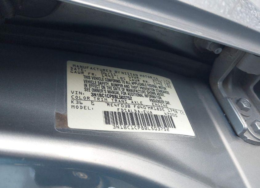 Photo 8 of 2011 Nissan Versa 1.8S (VIN 3N1BC1CP8BL503752)