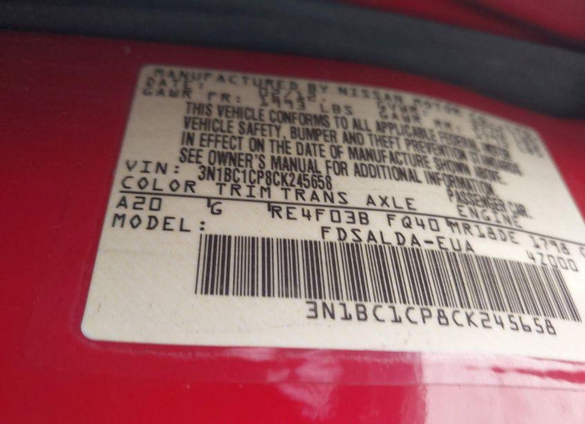 Photo 9 of 2012 Nissan Versa 1.8 S (VIN 3N1BC1CP8CK245658)