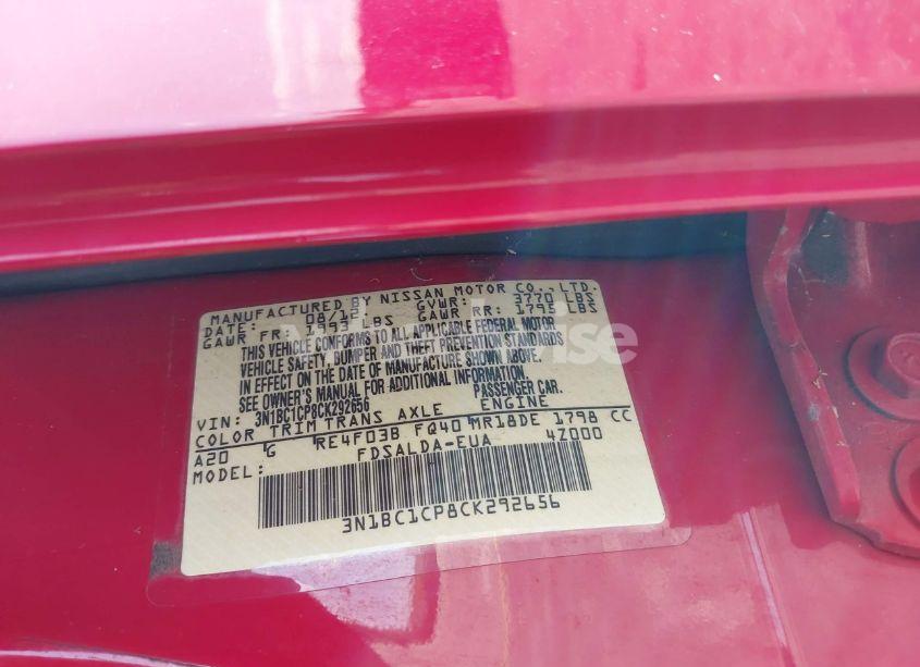 Photo 9 of 2012 Nissan Versa 1.8 S (VIN 3N1BC1CP8CK292656)