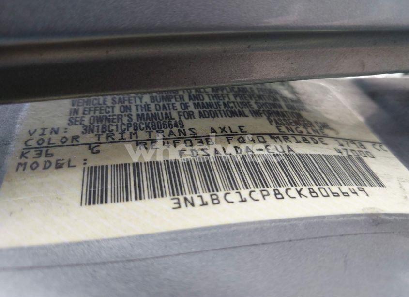 Photo 9 of 2012 Nissan Versa 1.8 S (VIN 3N1BC1CP8CK806649)