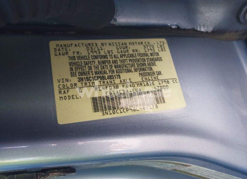 Photo 9 of 2011 Nissan Versa 1.8S (VIN 3N1BC1CP9BL485178)