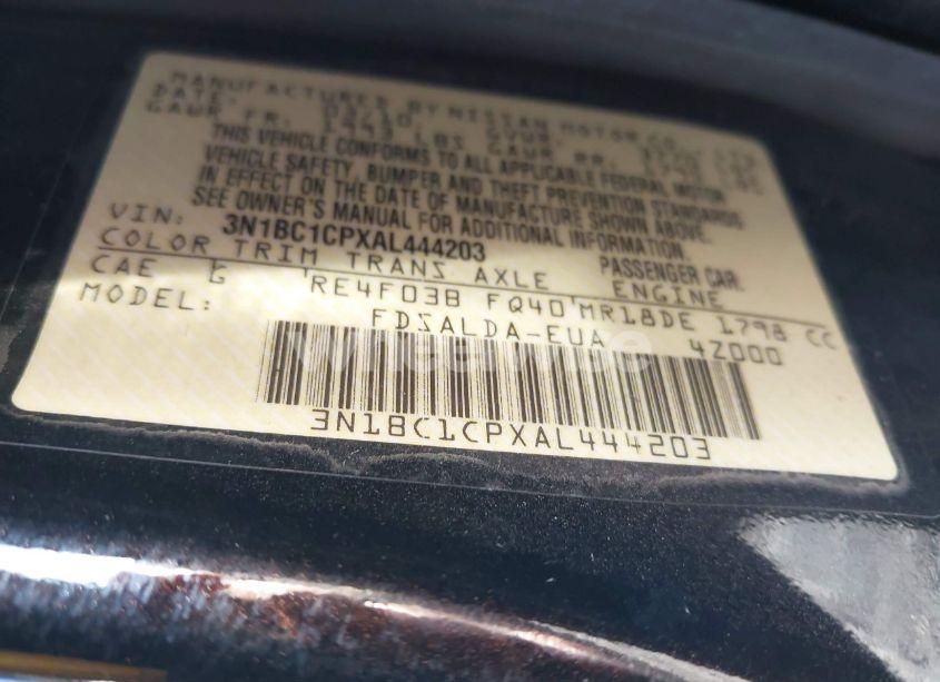 Photo 9 of 2010 Nissan Versa 1.8S (VIN 3N1BC1CPXAL444203)