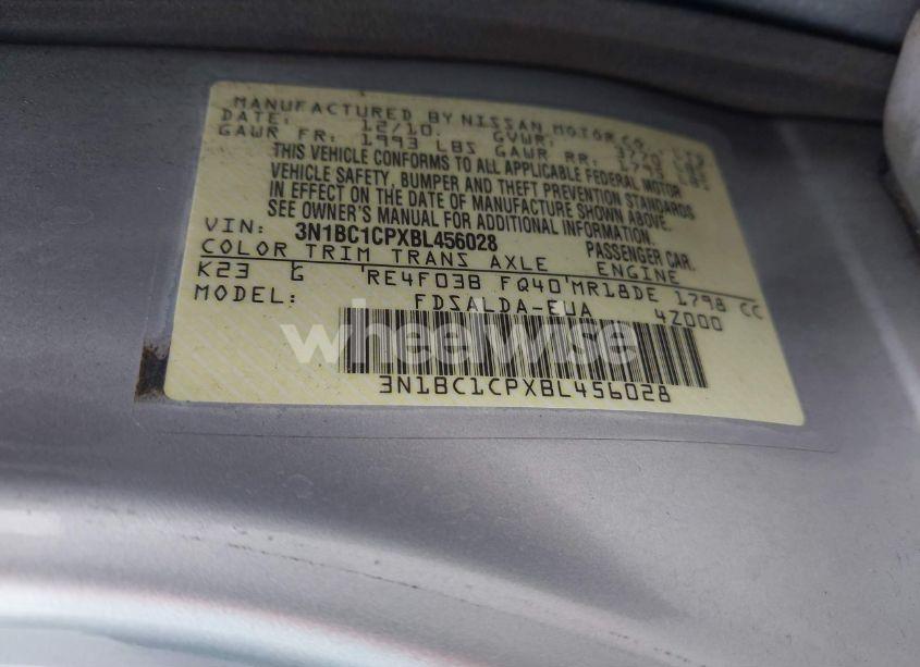 Photo 9 of 2011 Nissan Versa 1.8S (VIN 3N1BC1CPXBL456028)