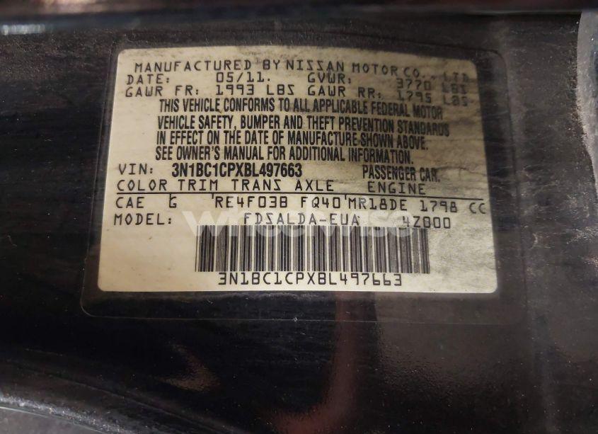 Photo 9 of 2011 Nissan Versa 1.8S (VIN 3N1BC1CPXBL497663)