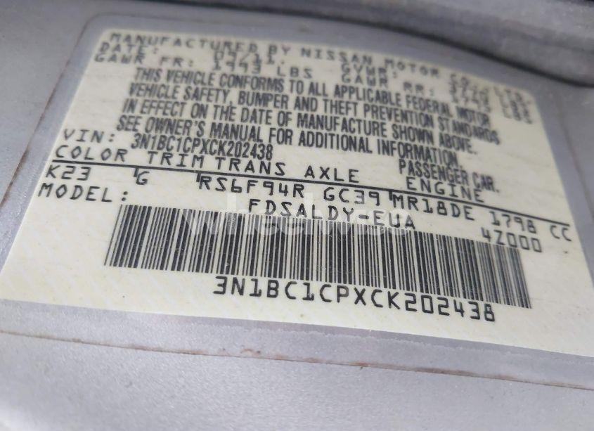 Photo 9 of 2012 Nissan Versa 1.8 S (VIN 3N1BC1CPXCK202438)