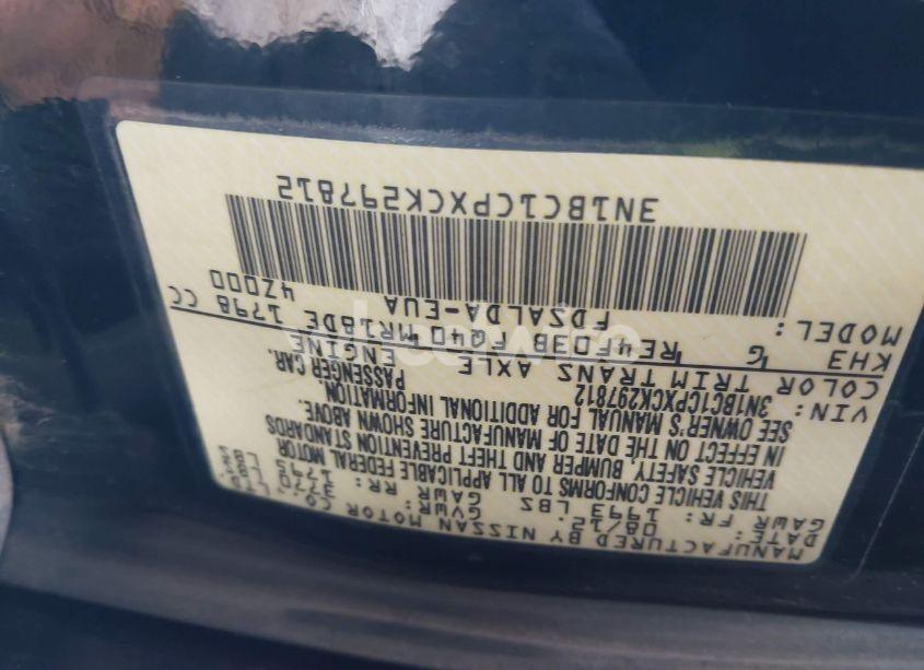 Photo 9 of 2012 Nissan Versa 1.8 S (VIN 3N1BC1CPXCK297812)