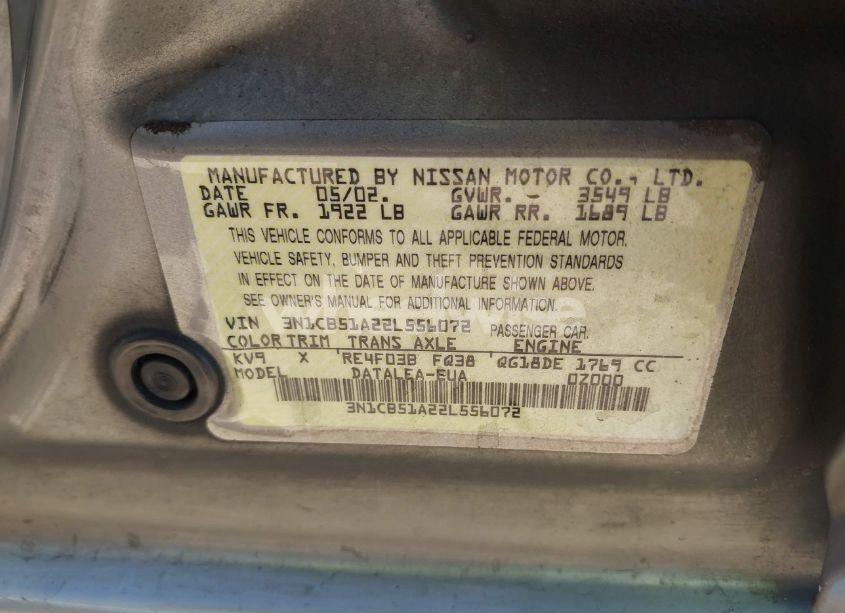 Photo 9 of 2002 Nissan Sentra GXE (VIN 3N1CB51A22L556072)