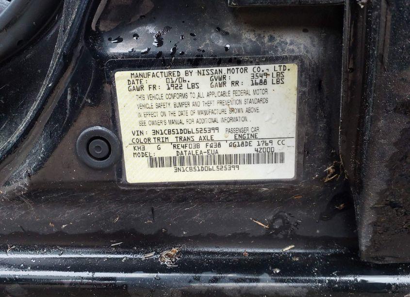 Photo 9 of 2006 Nissan Sentra 1.8S (VIN 3N1CB51D06L525399)