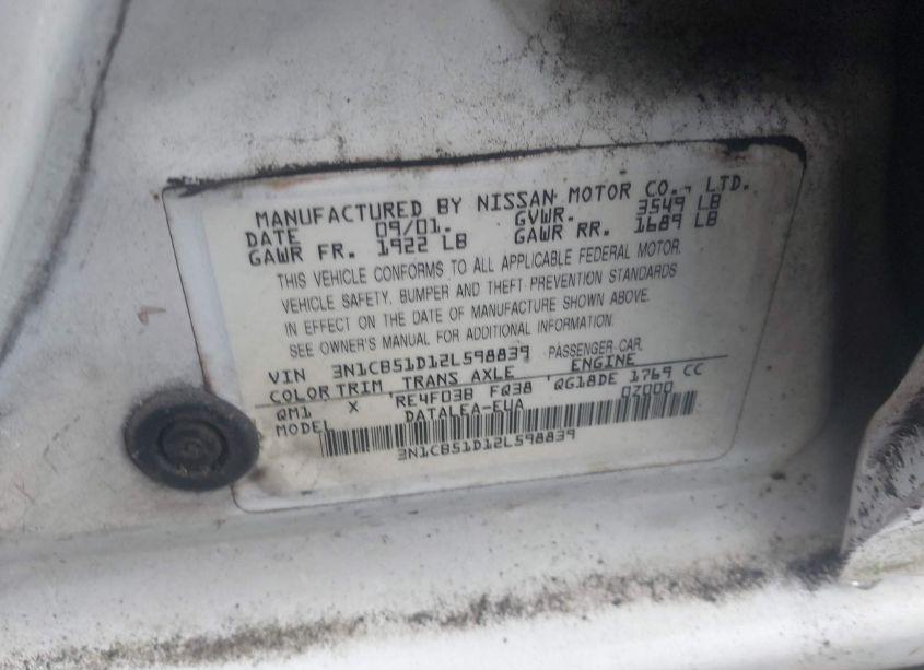 Photo 9 of 2002 Nissan Sentra GXE (VIN 3N1CB51D12L598839)