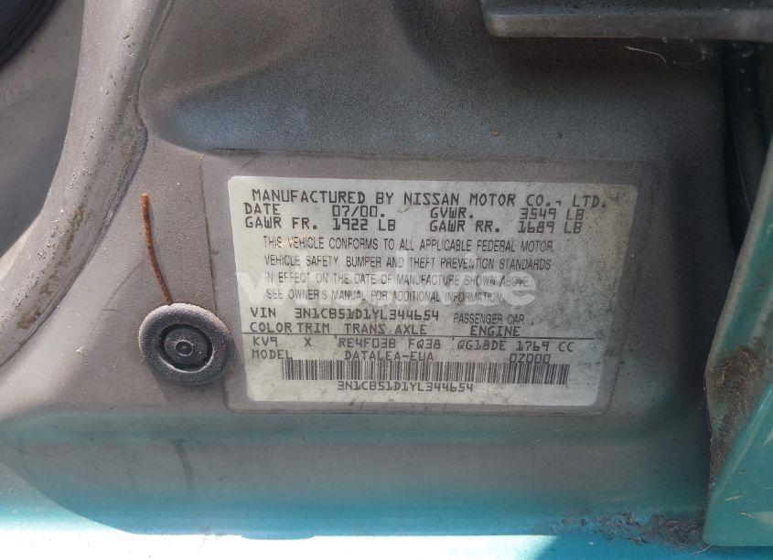 Photo 9 of 2000 Nissan Sentra XE/GXE (VIN 3N1CB51D1YL344654)