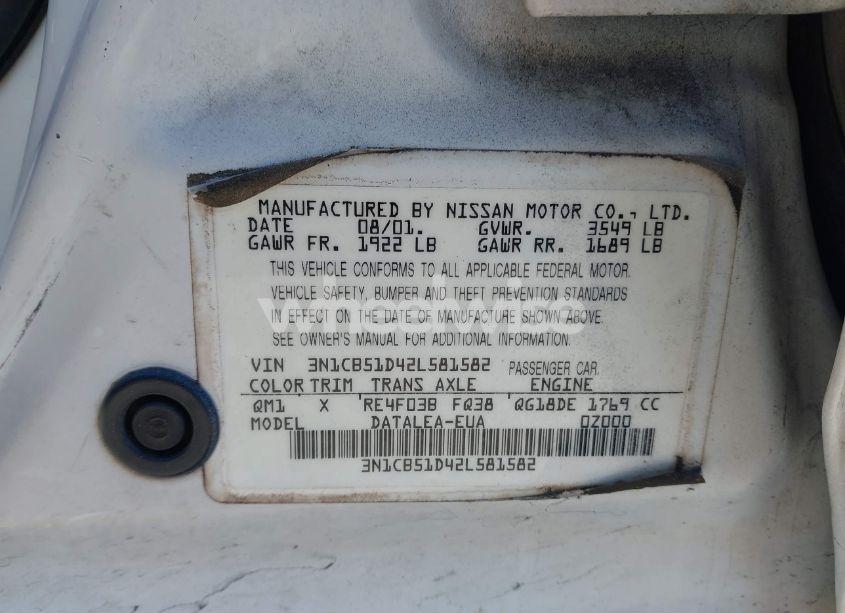Photo 9 of 2002 Nissan Sentra GXE (VIN 3N1CB51D42L581582)