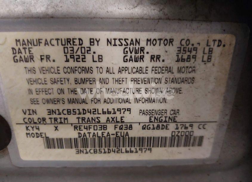 Photo 9 of 2002 Nissan Sentra GXE (VIN 3N1CB51D42L661979)