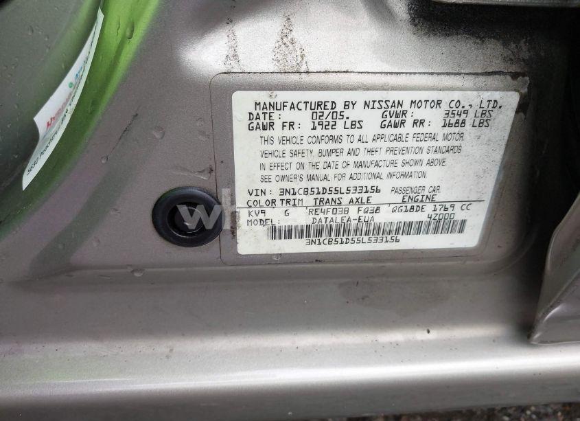 Photo 9 of 2005 Nissan Sentra 1.8S (VIN 3N1CB51D55L533156)