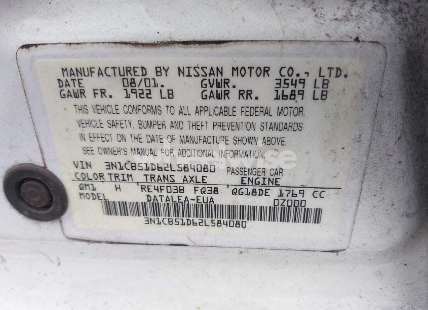 Photo 9 of 2002 Nissan Sentra GXE (VIN 3N1CB51D62L584080)