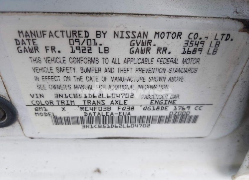 Photo 9 of 2002 Nissan Sentra GXE (VIN 3N1CB51D62L604702)
