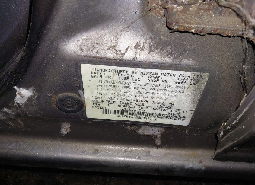 Photo 9 of 2005 Nissan Sentra 1.8S (VIN 3N1CB51D75L545762)