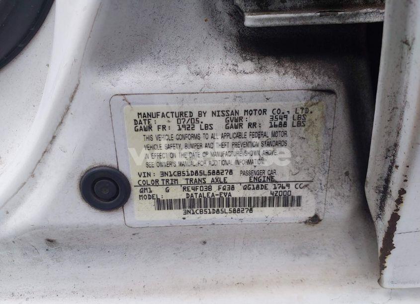 Photo 9 of 2005 Nissan Sentra 1.8S (VIN 3N1CB51D85L588278)