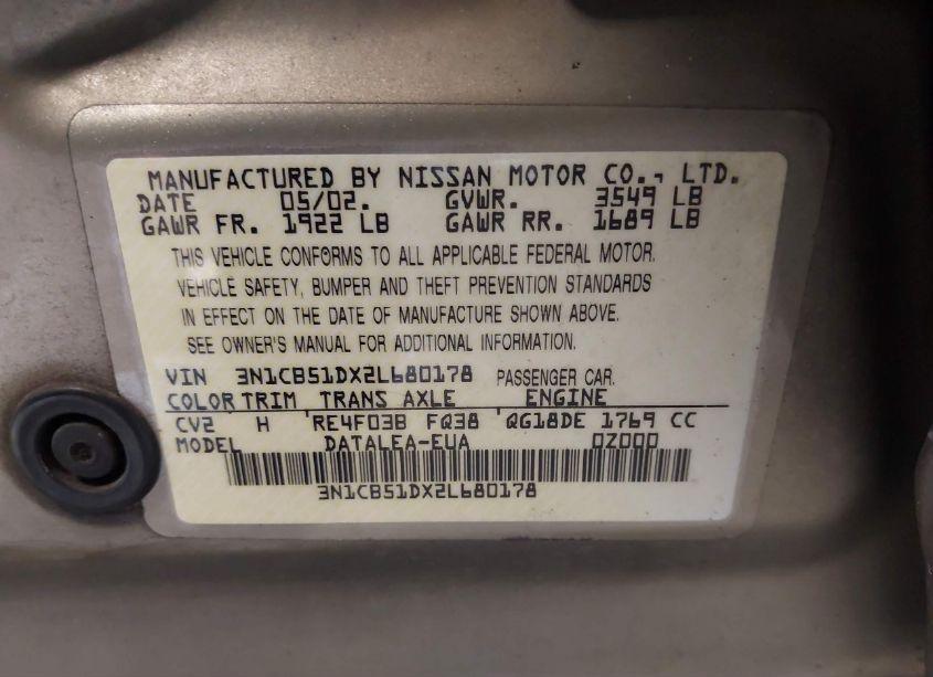 Photo 9 of 2002 Nissan Sentra GXE (VIN 3N1CB51DX2L680178)