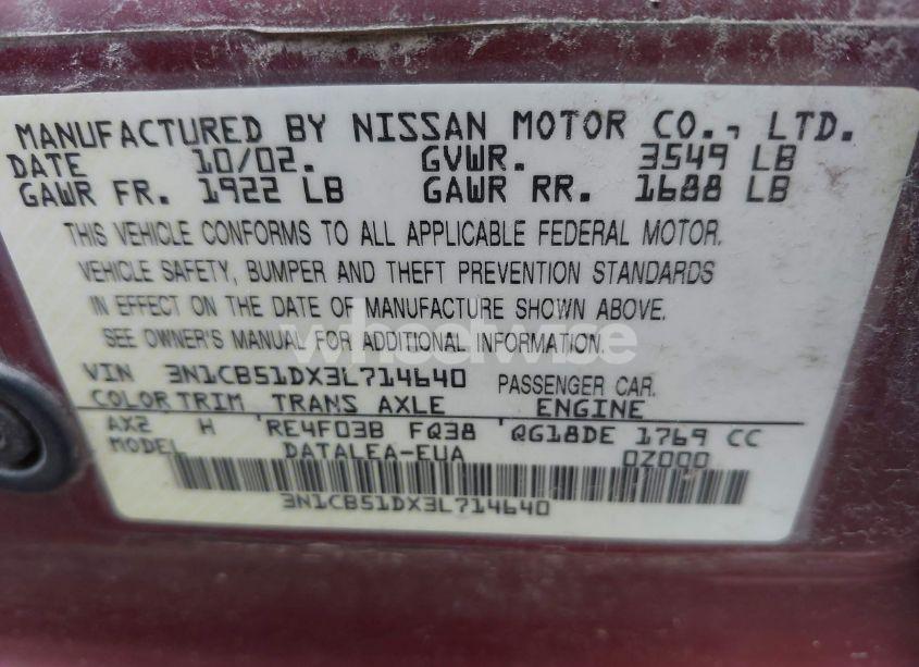 Photo 9 of 2003 Nissan Sentra GXE (VIN 3N1CB51DX3L714640)