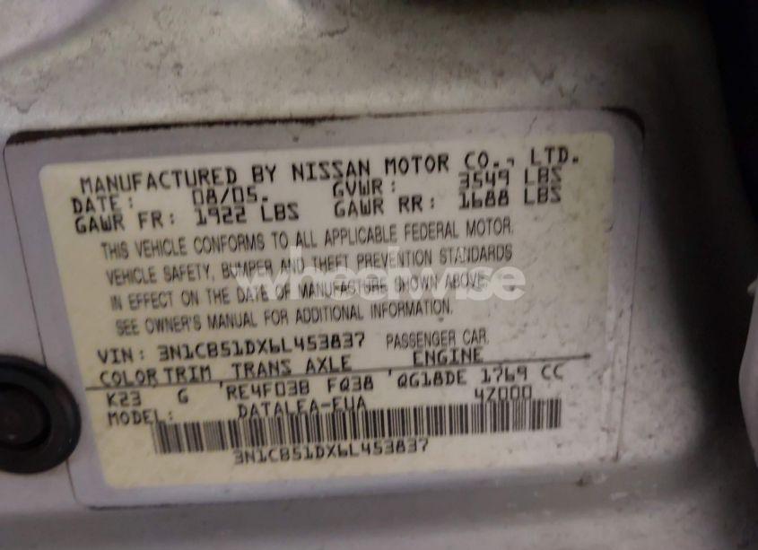 Photo 9 of 2006 Nissan Sentra 1.8S (VIN 3N1CB51DX6L453837)