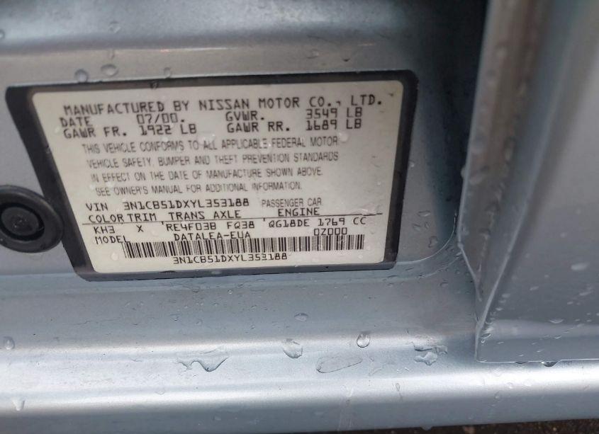 Photo 9 of 2000 Nissan Sentra (VIN 3N1CB51DXYL353188)