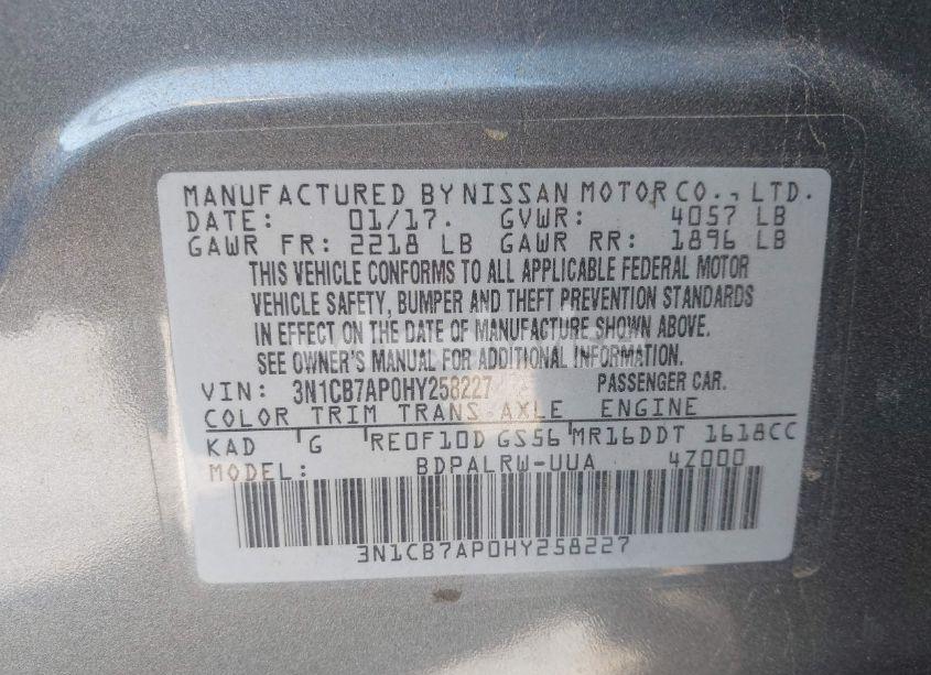 Photo 9 of 2017 Nissan Sentra SR TURBO (VIN 3N1CB7AP0HY258227)