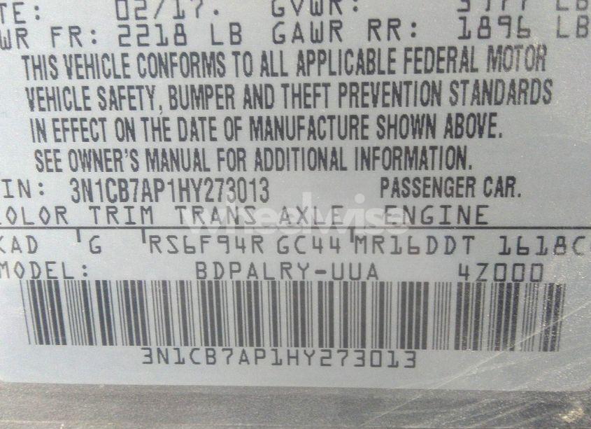 Photo 9 of 2017 Nissan Sentra SR TURBO (VIN 3N1CB7AP1HY273013)