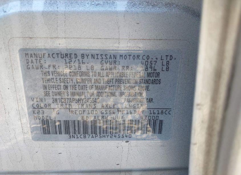 Photo 9 of 2017 Nissan Sentra SR TURBO (VIN 3N1CB7AP5HY245540)