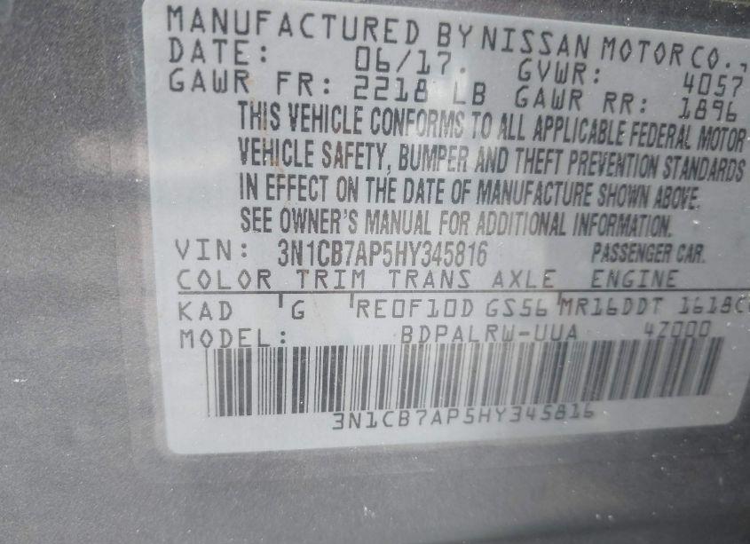 Photo 9 of 2017 Nissan Sentra SR TURBO (VIN 3N1CB7AP5HY345816)