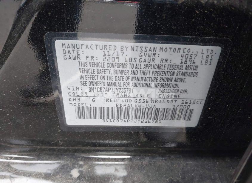 Photo 9 of 2018 Nissan Sentra NISMO (VIN 3N1CB7AP7JY236781)