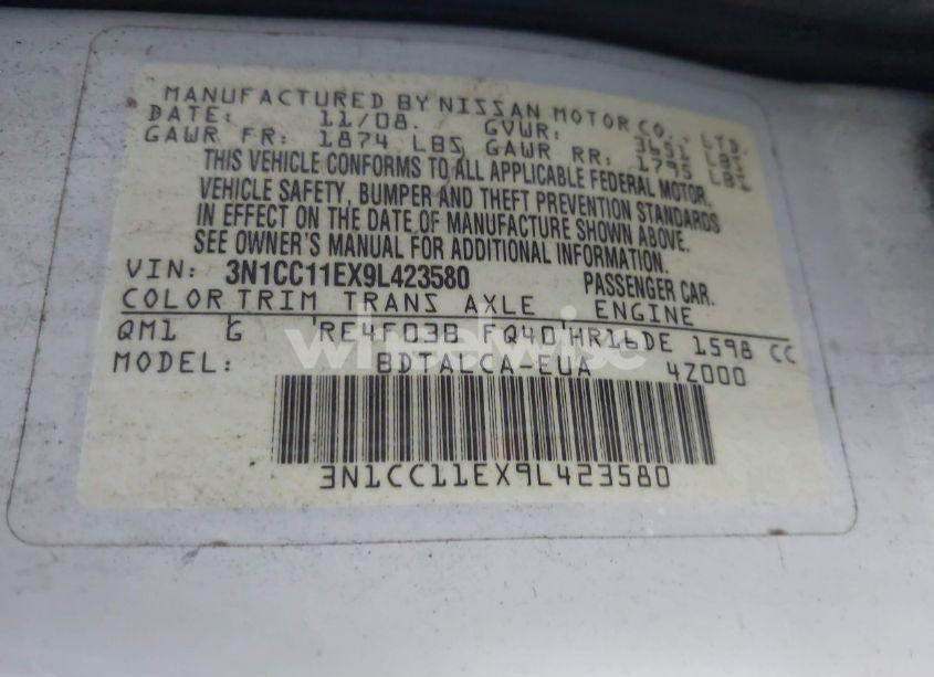 Photo 9 of 2009 Nissan Versa 1.6 (VIN 3N1CC11EX9L423580)