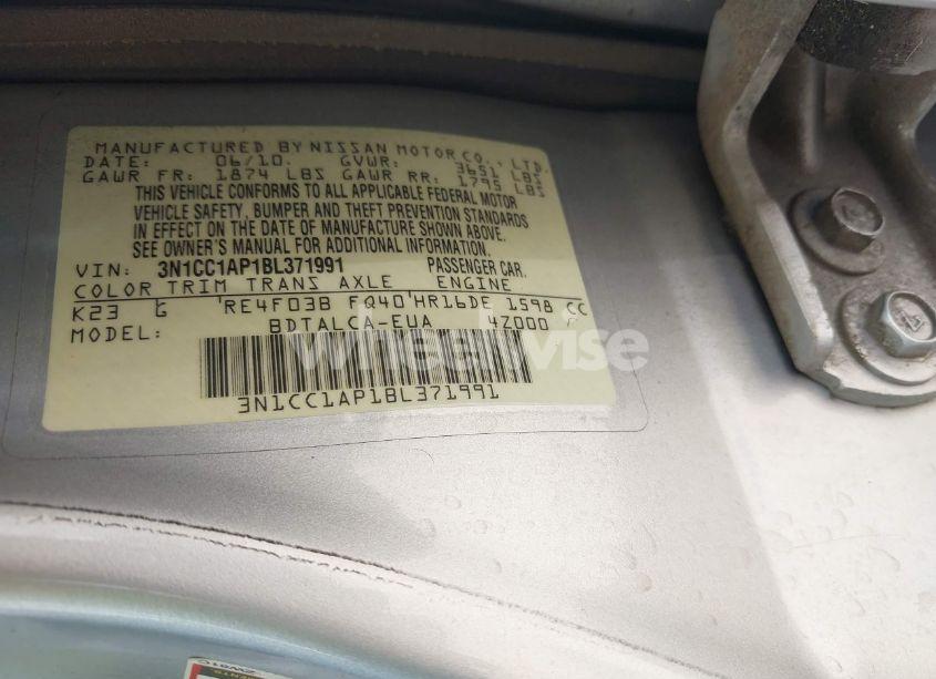 Photo 9 of 2011 Nissan Versa 1.6 (VIN 3N1CC1AP1BL371991)