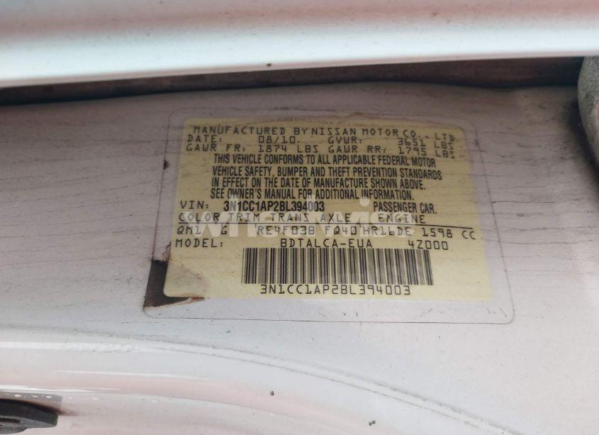 Photo 9 of 2011 Nissan Versa 1.6 (VIN 3N1CC1AP2BL394003)