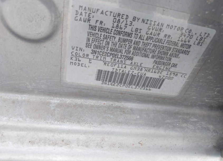 Photo 9 of 2014 Nissan Versa NOTE SV (VIN 3N1CE2CP0EL372566)