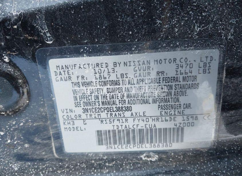 Photo 9 of 2014 Nissan Versa NOTE S (SR) (VIN 3N1CE2CP0EL388380)