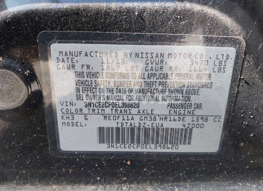 Photo 9 of 2014 Nissan Versa NOTE SV (VIN 3N1CE2CP0EL398620)