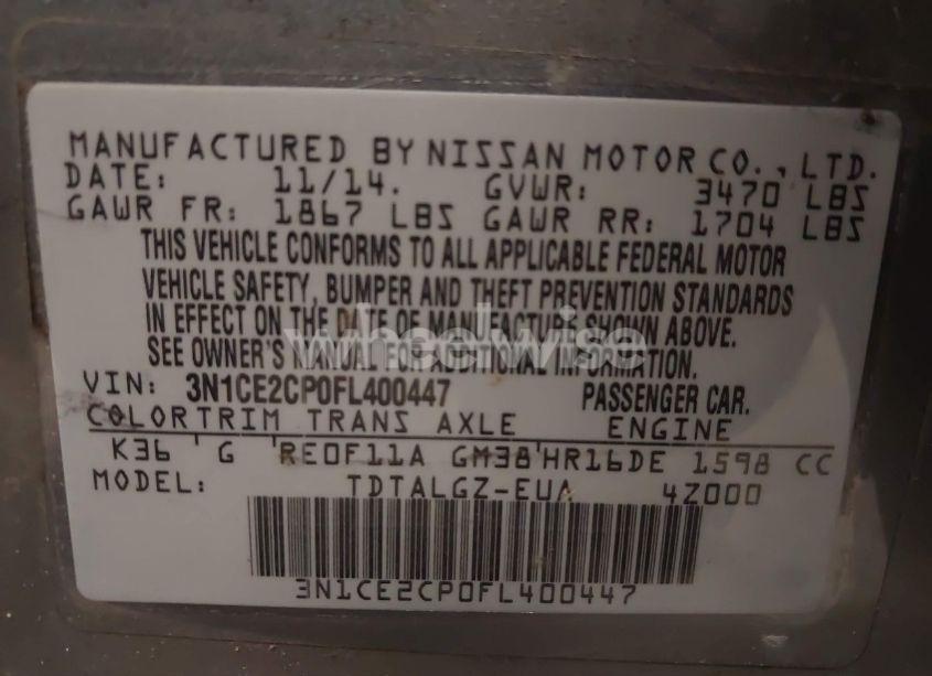 Photo 9 of 2015 Nissan Versa NOTE SR (VIN 3N1CE2CP0FL400447)