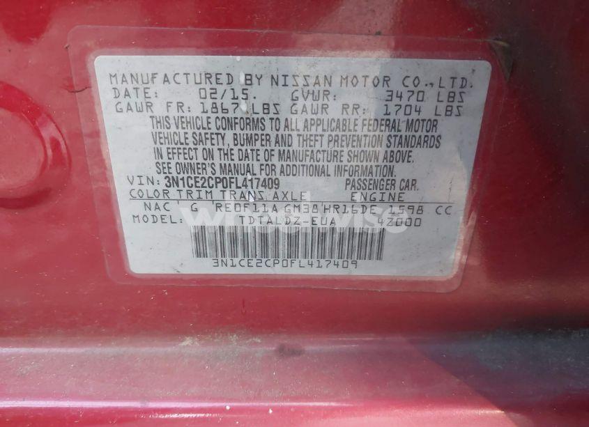 Photo 9 of 2015 Nissan Versa NOTE SV (VIN 3N1CE2CP0FL417409)