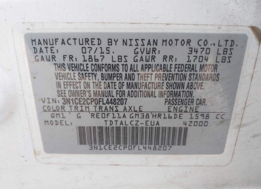 Photo 9 of 2015 Nissan Versa NOTE S PLUS (VIN 3N1CE2CP0FL448207)